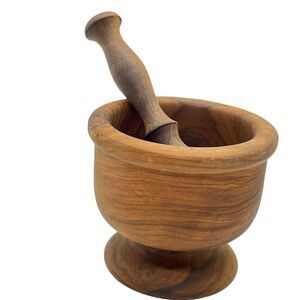 Wooden Mortar & Pestle Set Made in Spain Herb Crusher Grinder Apothecary Medical